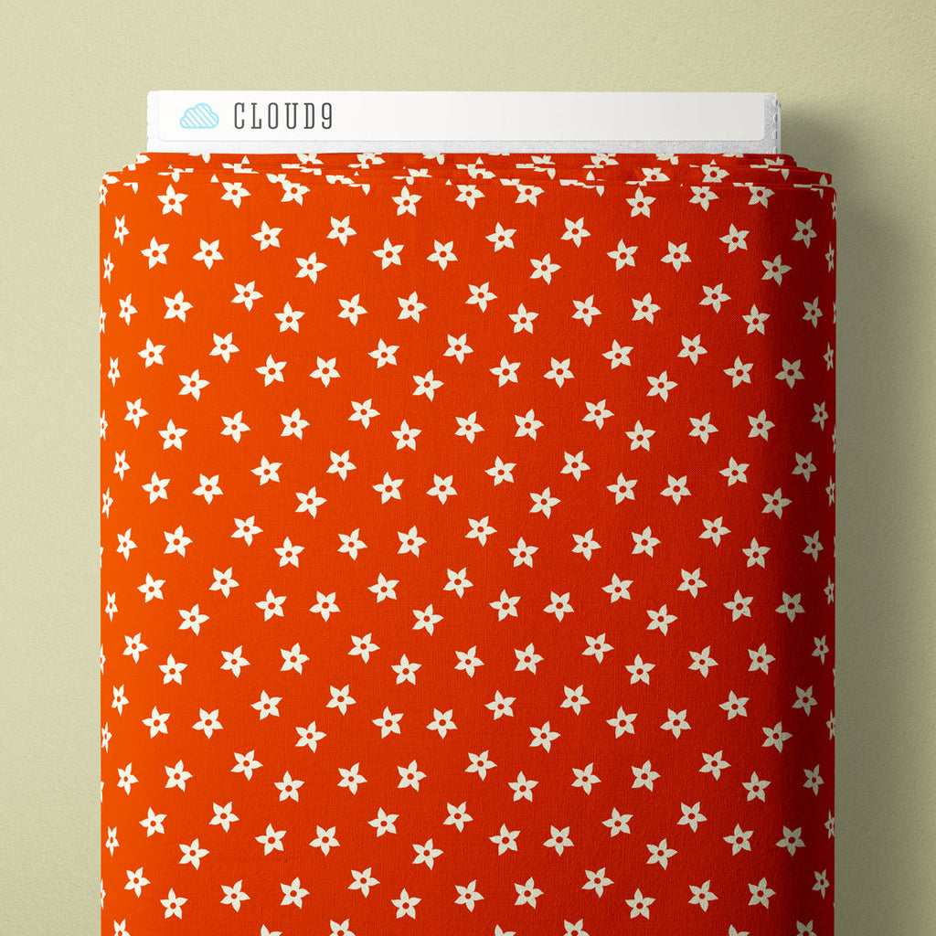 Star Flowers Red from the Bountiful Acres collection by Jasmine Hnatkova for Cloud9 Fabrics