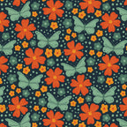 Butterfly Border Blue from the Bountiful Acres collection by Jasmine Hnatkova for Cloud9 Fabrics