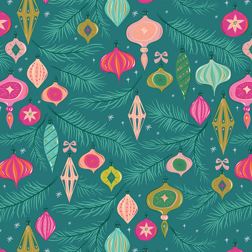 Jingle All The way Spruce - retro Christmas fabric by the yard from Christmas in Collar Collection from AGF Studios