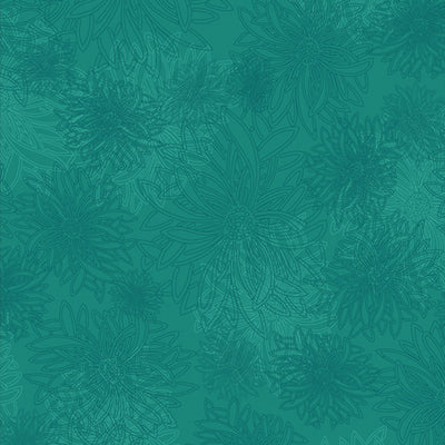 Esmeralda Floral Elements from Art Gallery Fabrics - Teal floral patterned fabric texture