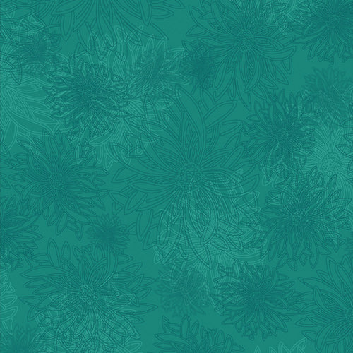 Esmeralda Floral Elements from Art Gallery Fabrics - Teal floral patterned fabric texture