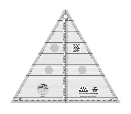 Triangle ruler with measurement markings on a white background