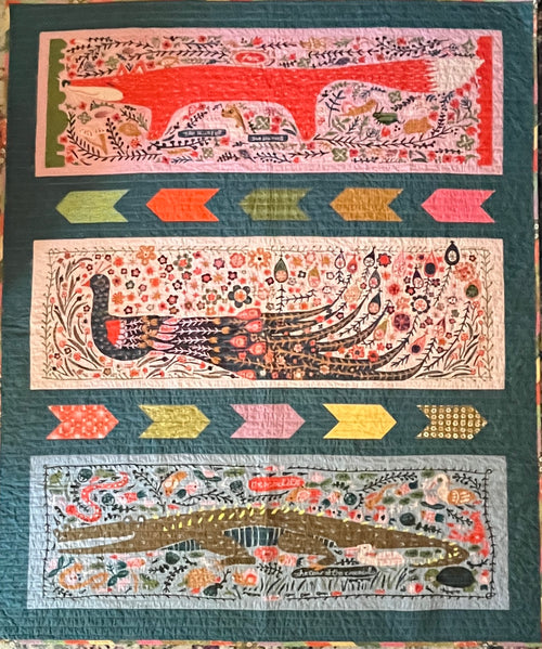 Fox Peacock & Crocodile Tapestry Quilt Kit Panel by Little House Cottons