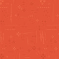 Geometric pattern with dashed lines and crosses on a orangy-red background