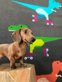 Dinorama - T-rex on Roller Skates Quilt Pattern by Art East Quilting Co