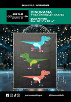Dinorama - T-rex on Roller Skates Quilt Pattern by Art East Quilting Co