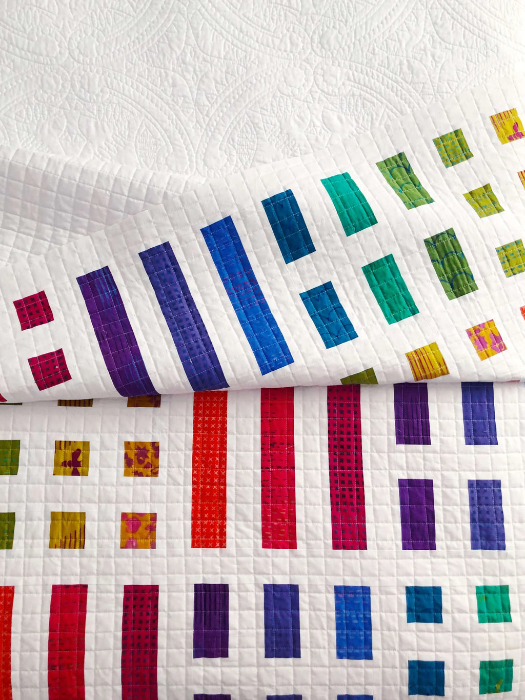 Dot + Dash colorful beginner-friendly quilt pattern by Modern Handcraft Quilts