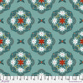 Flowers in the Thicket Teal floral Christmas quilting fabric by Cori Dantini for FreeSpirit Fabrics