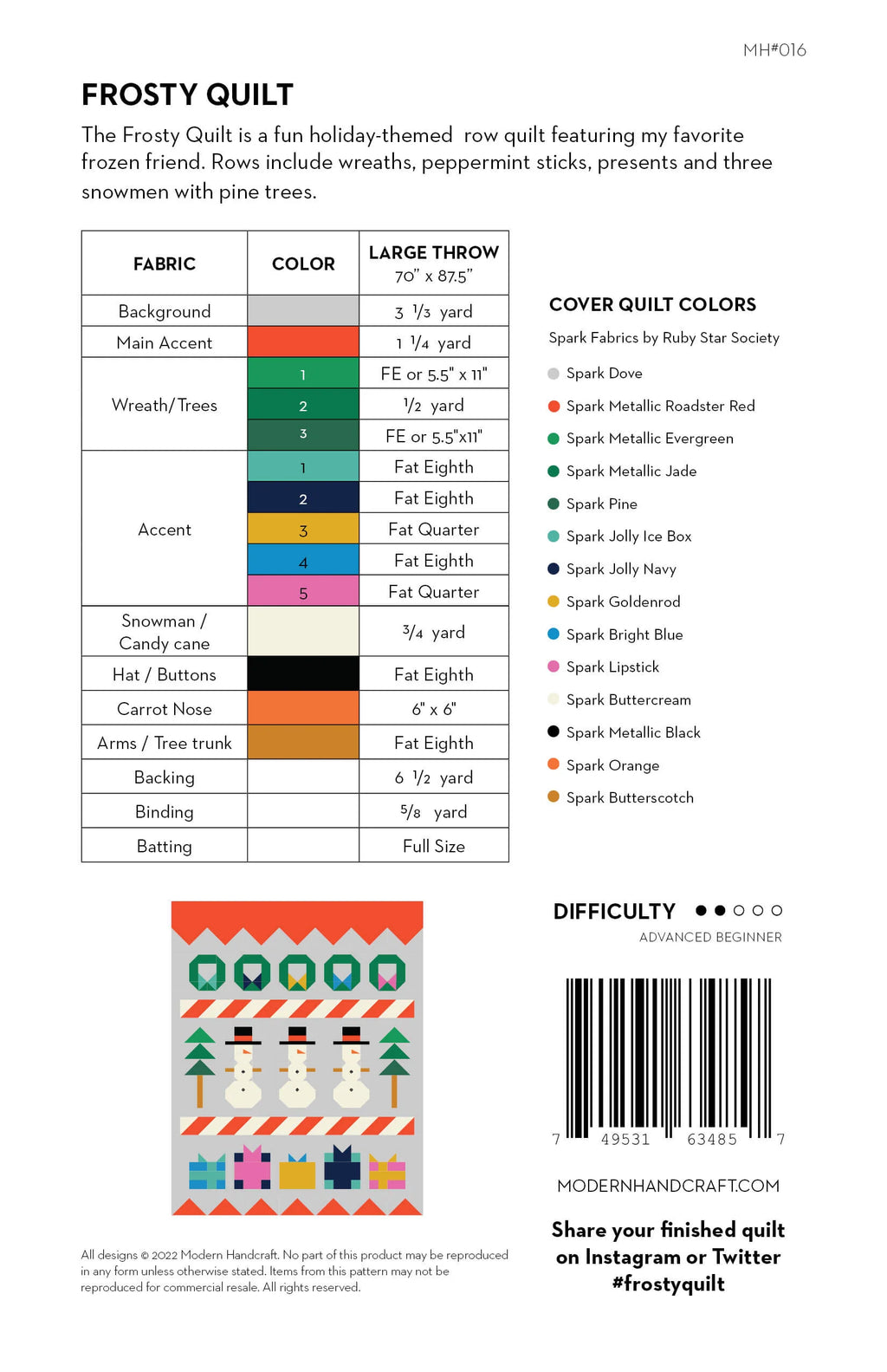 Frosty Quilt Pattern