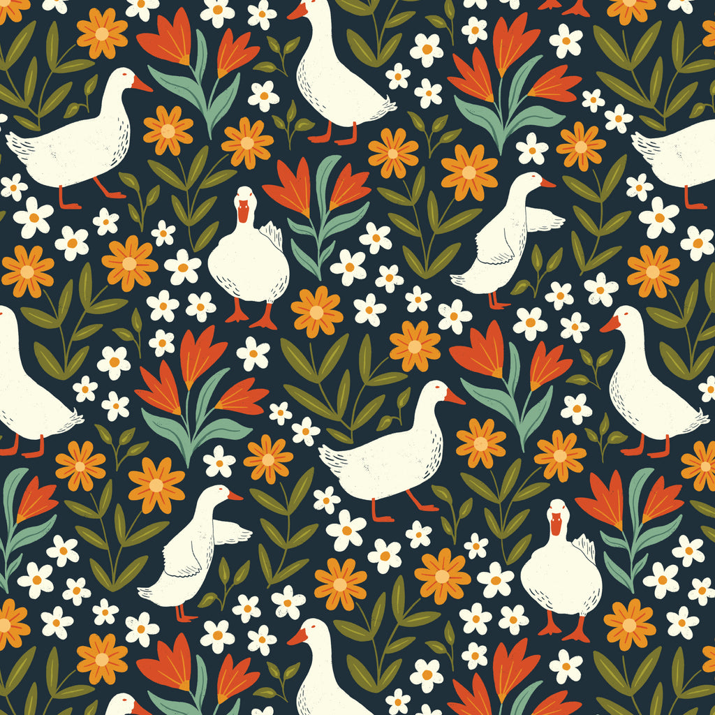 Garden Parade Blue from the Bountiful Acres collection by Jasmine Hnatkova for Cloud9 Fabric