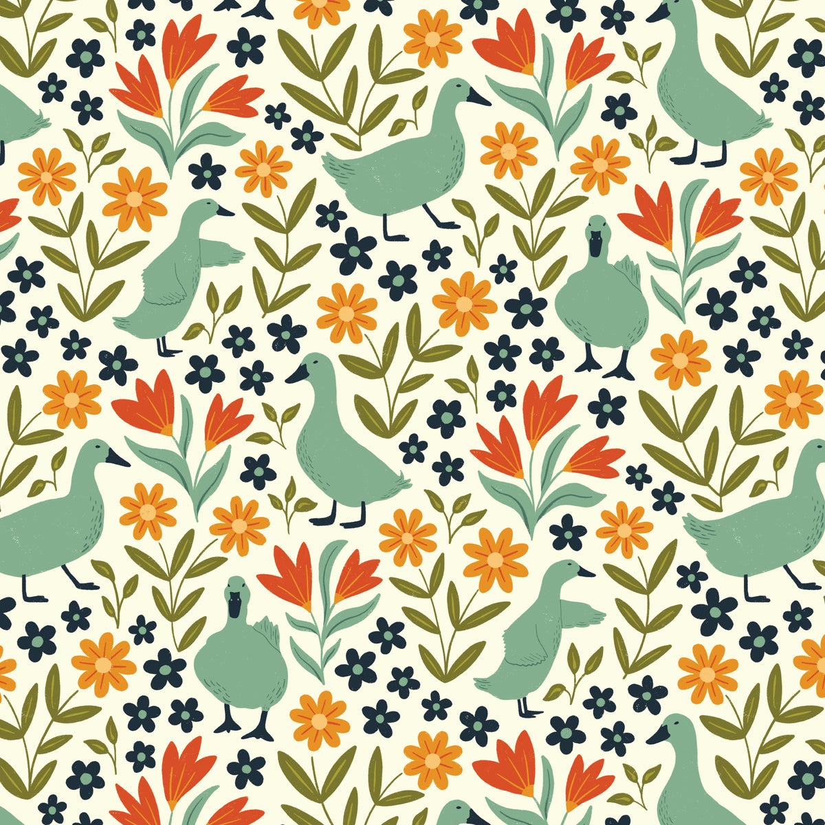 Garden Parade Cream from the Bountiful Acres collection by Jasmine Hnatkova for Cloud9 Fabrics