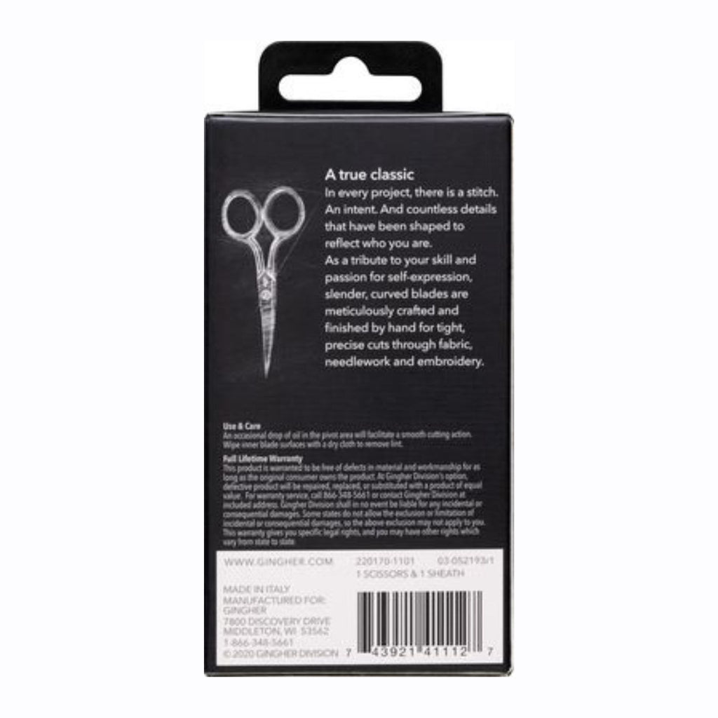 Gingher 4in Curved Blade Embroidery Scissors