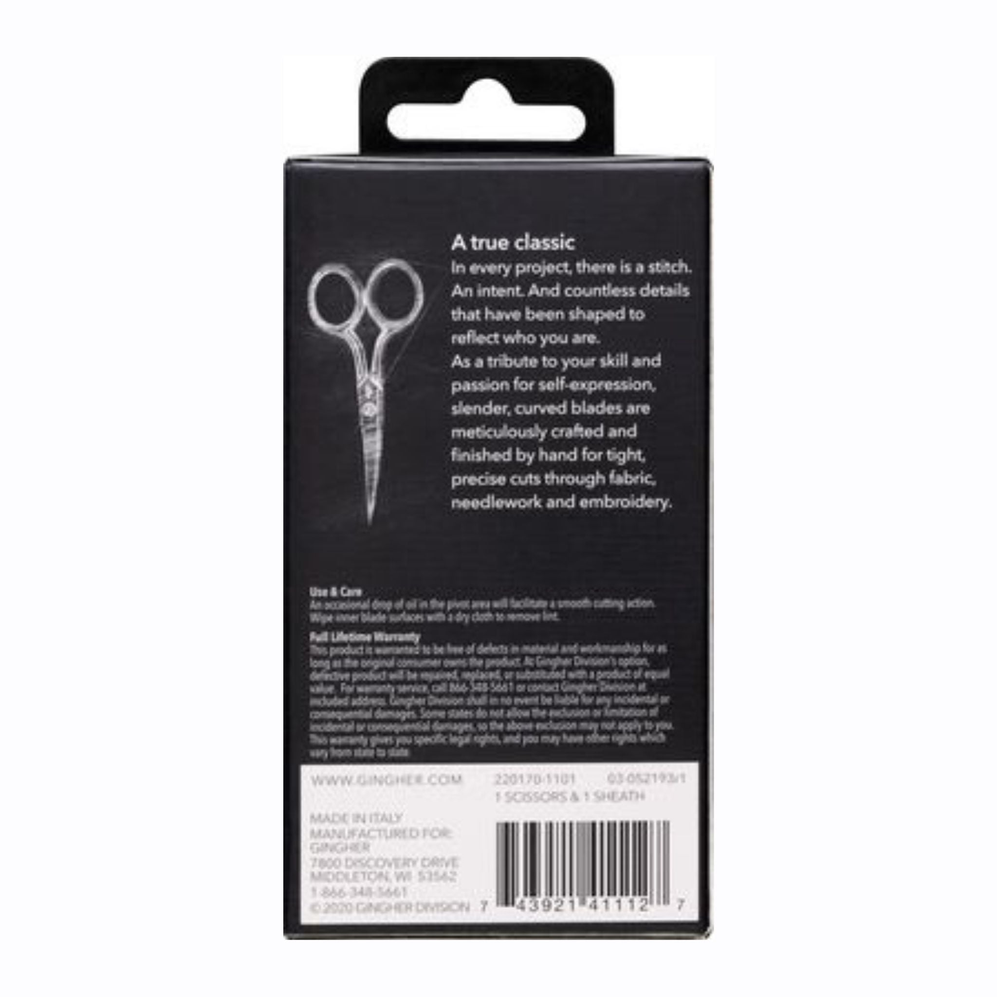Gingher 4in Curved Blade Embroidery Scissors