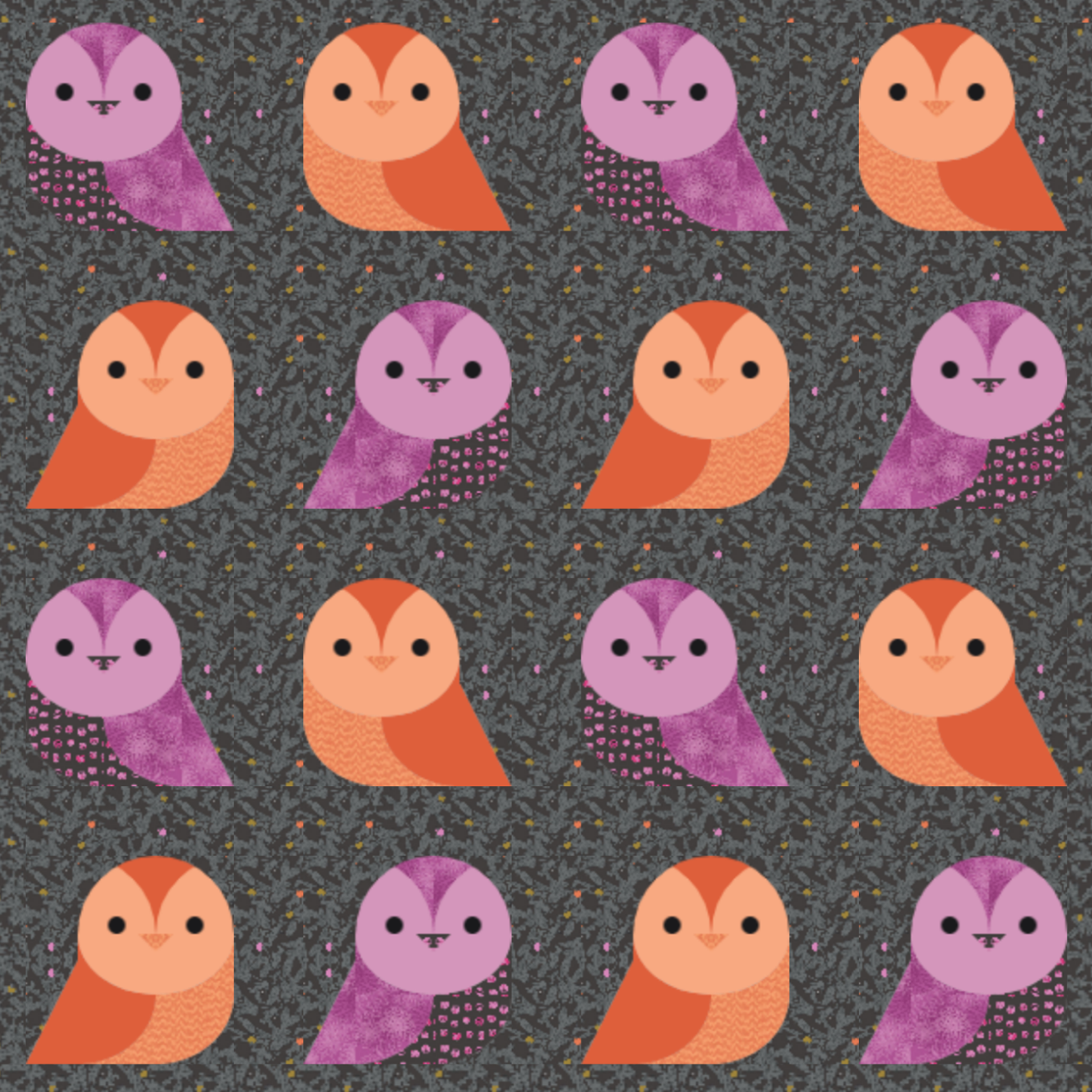 Gizmo Quilt Kit featuring Enshadow with owl pattern on gray background