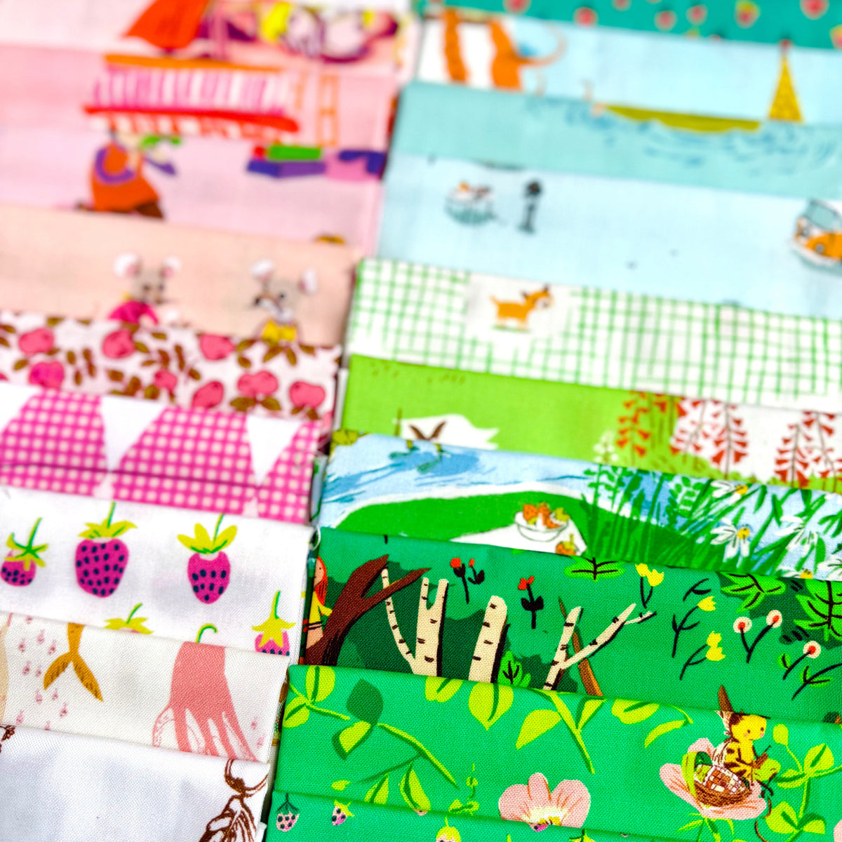 Heather Ross Favorites 27-piece fat quarter bundle featuring one of each print from the Heather Ross collection by Windham Fabrics.