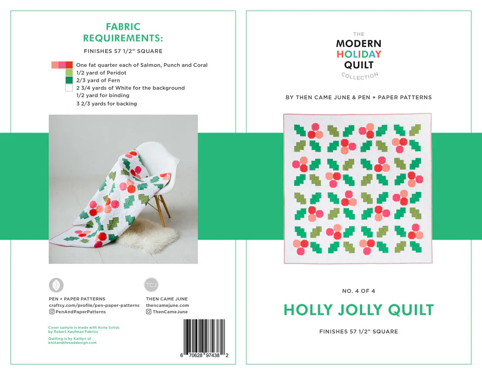 Holly Jolly pattern cover and fabric requirements from the Modern Holiday Quilt Collection
