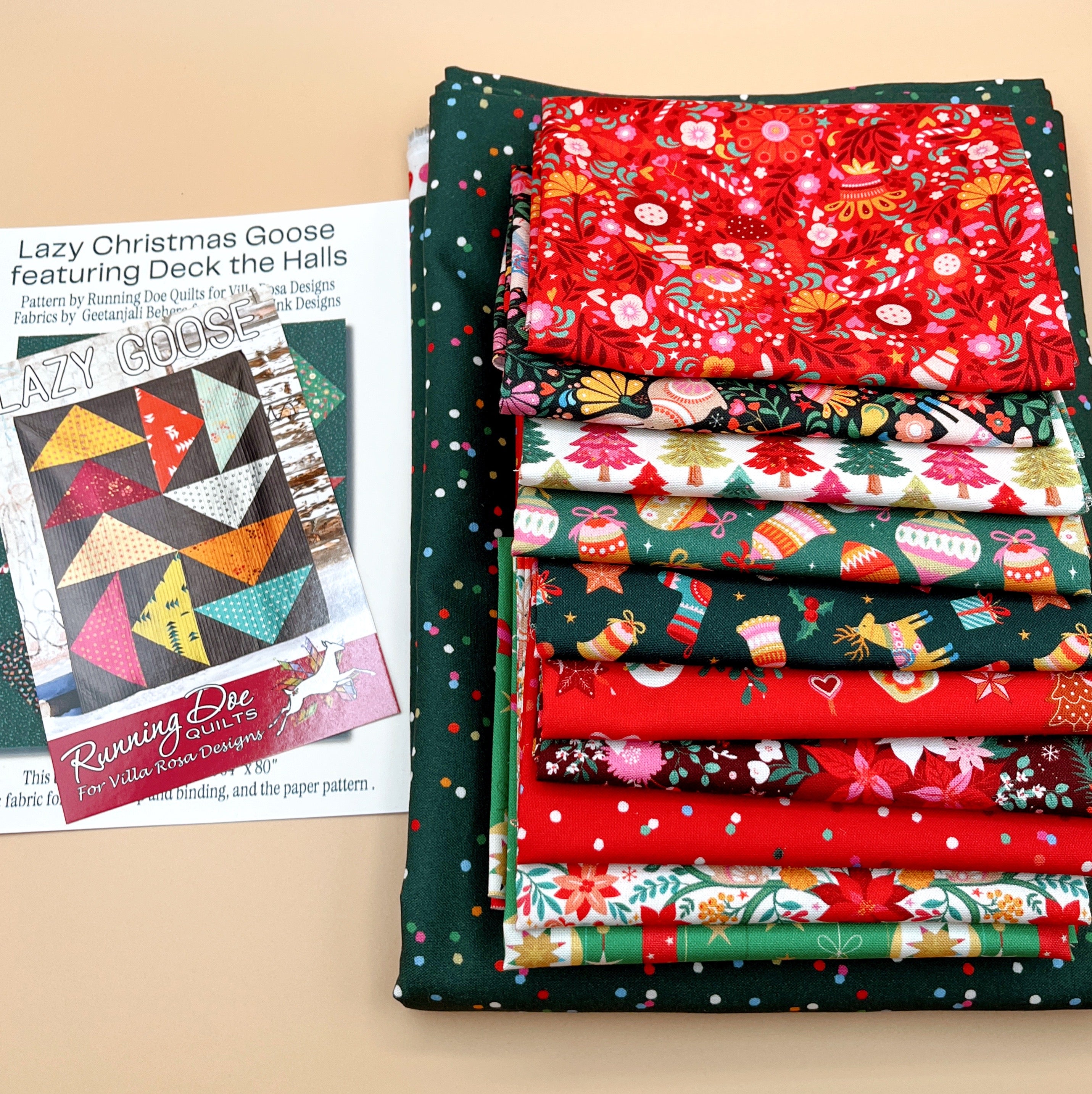 Lazy Christmas Goose No 1 Quilt Kit featuring Deck The Halls