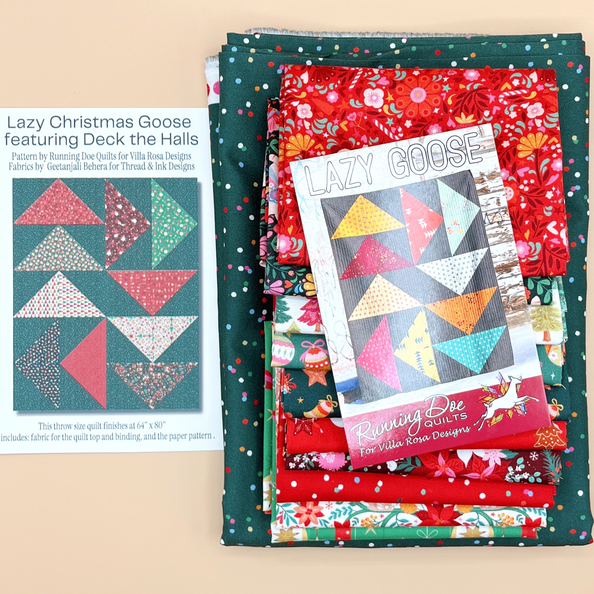 Lazy Christmas Goose No 1 Quilt Kit featuring Deck The Halls