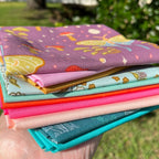 Curated Fat Quarter Bundle featuring a selection of Celestial Garden Fabrics with coordinating Art Gallery solids and blenders