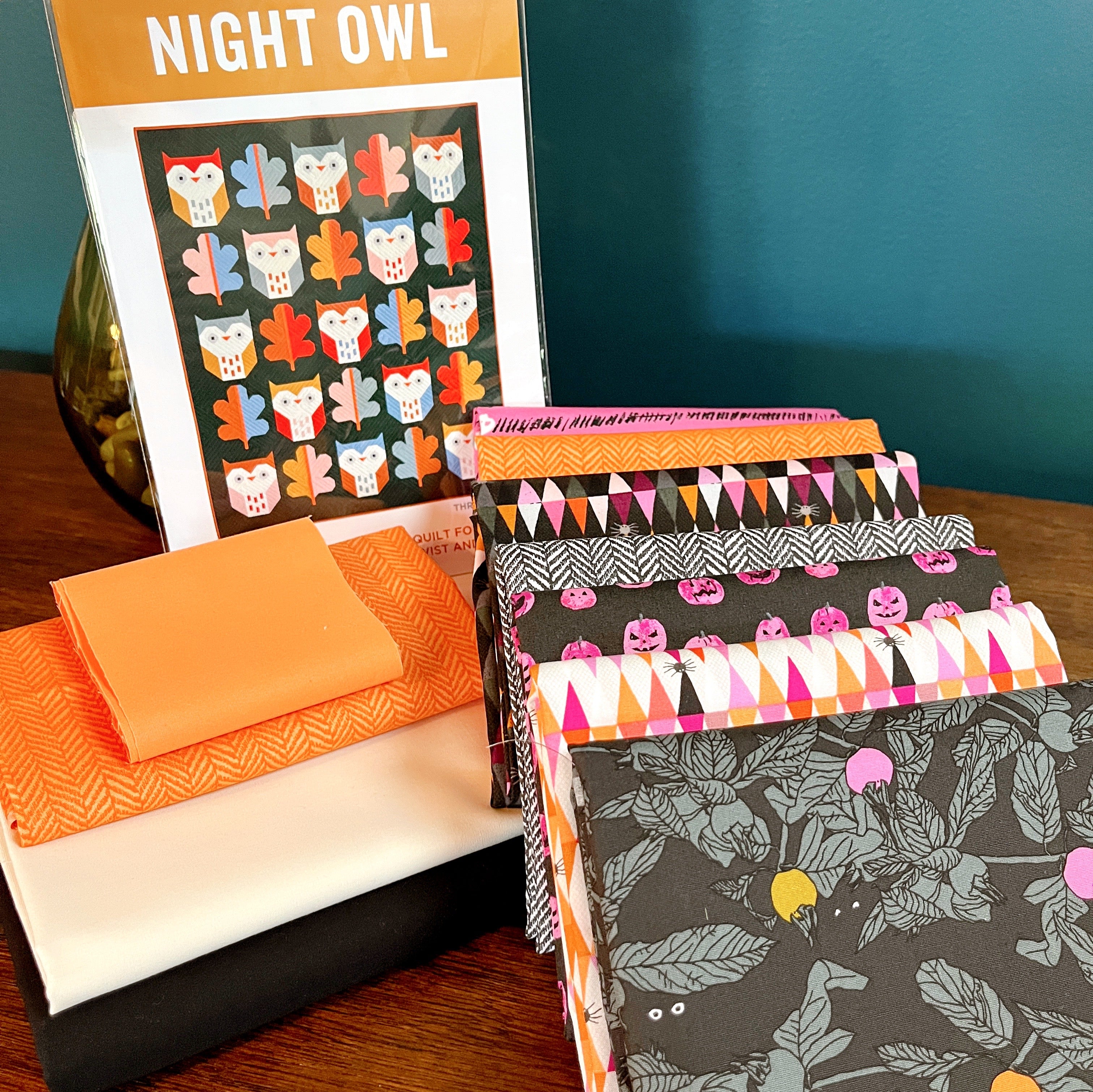 Enshadow fabric collection quilt kit with Pen + Paper Night Owl Pattern 