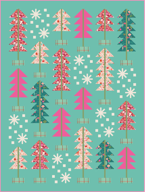 Mockup of All Spruced Up Quilt Kit featuring Christmas in Color by Art Gallery Fabrics