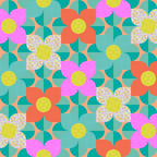Mockup of Blooms Quilt Pattern with Ghostly Garden Collection Fabrics