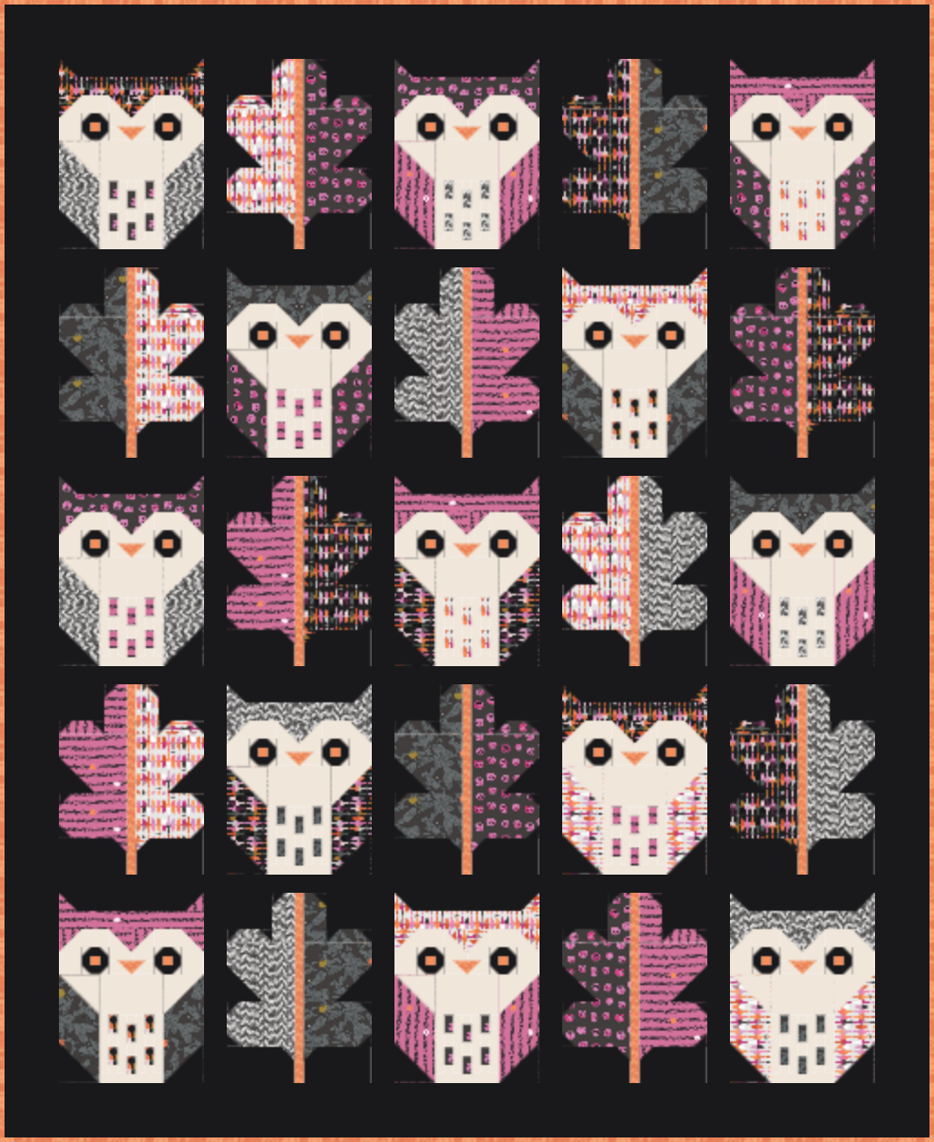 Night Owl Pattern mockup with Enshadow Fabrics