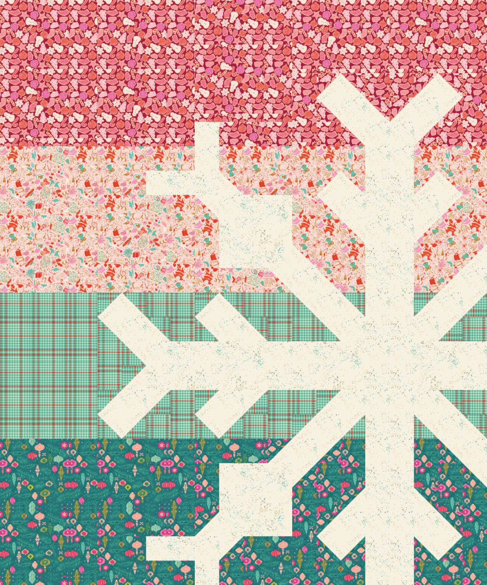 Snowflake Quilt Kit  pattern Modern Handcraft featuring Christmas in Color by Art Gallery Fabrics