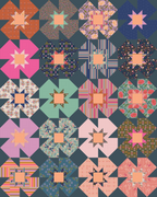Mockup of the Summer Garden Quilt Pattern with the Starling Collection and Pure Solids - Throw Size