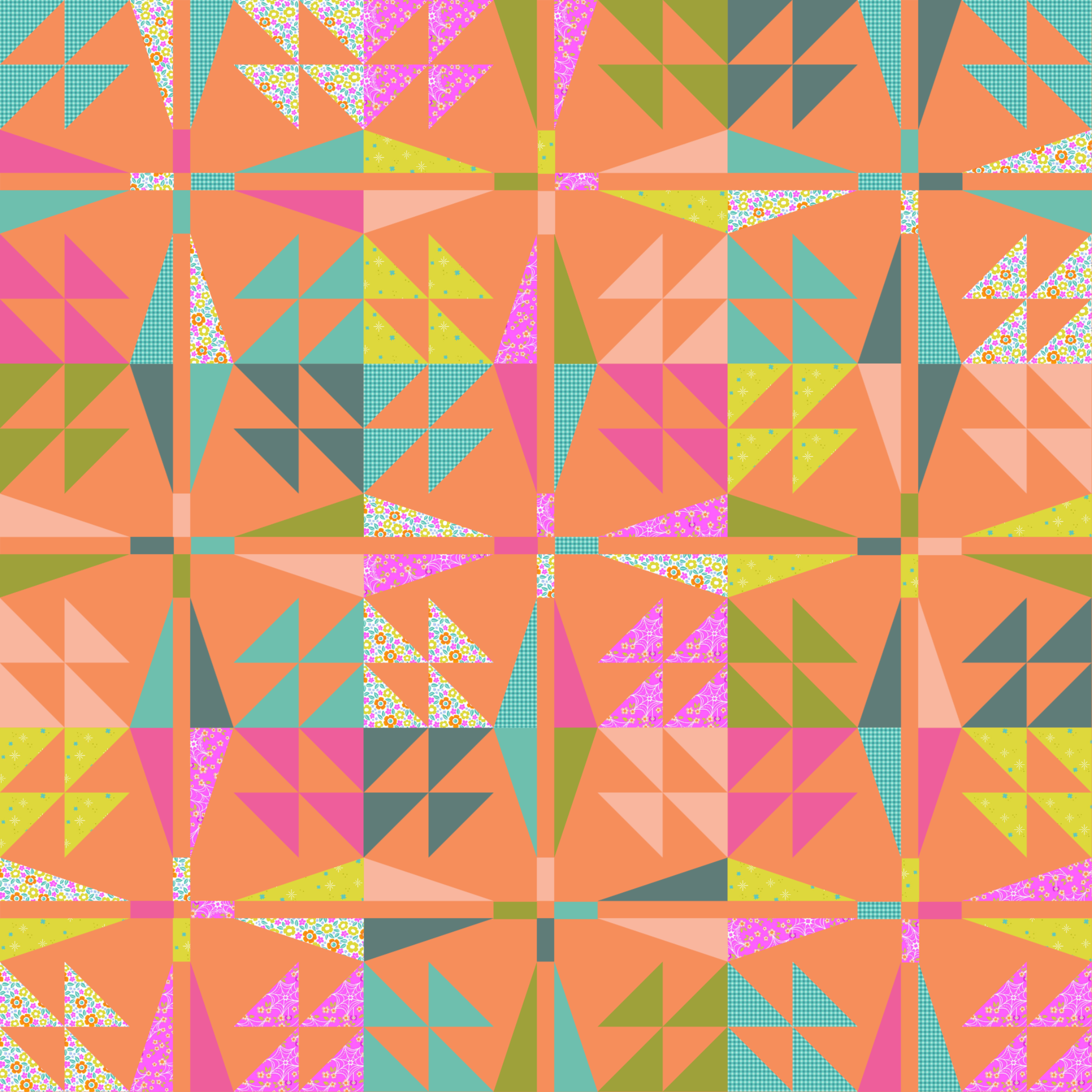 Walden Pond Quilt with Ghostly Garden & Pure Solids Premium Quilt Fabrics