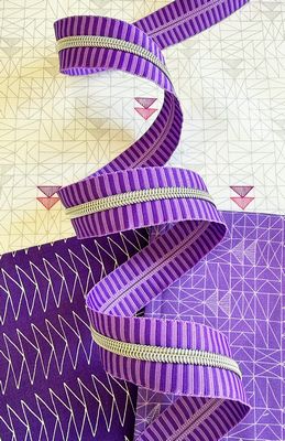 Purple stripe zipper tape by Sassafras Lane Design