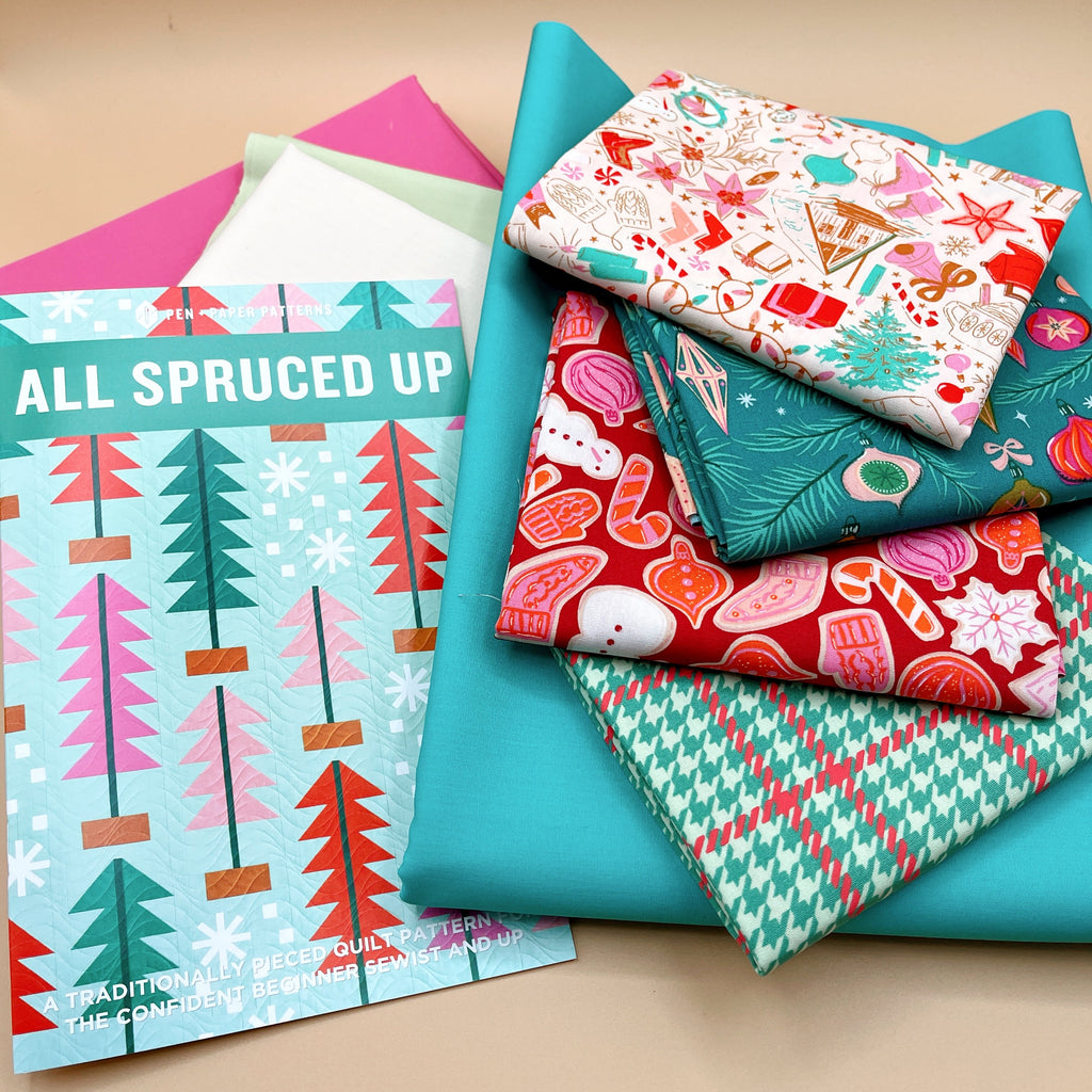All Spruced Up Quilt Kit featuring Christmas in Color Fabric Collection by Art Gallery Fabrics