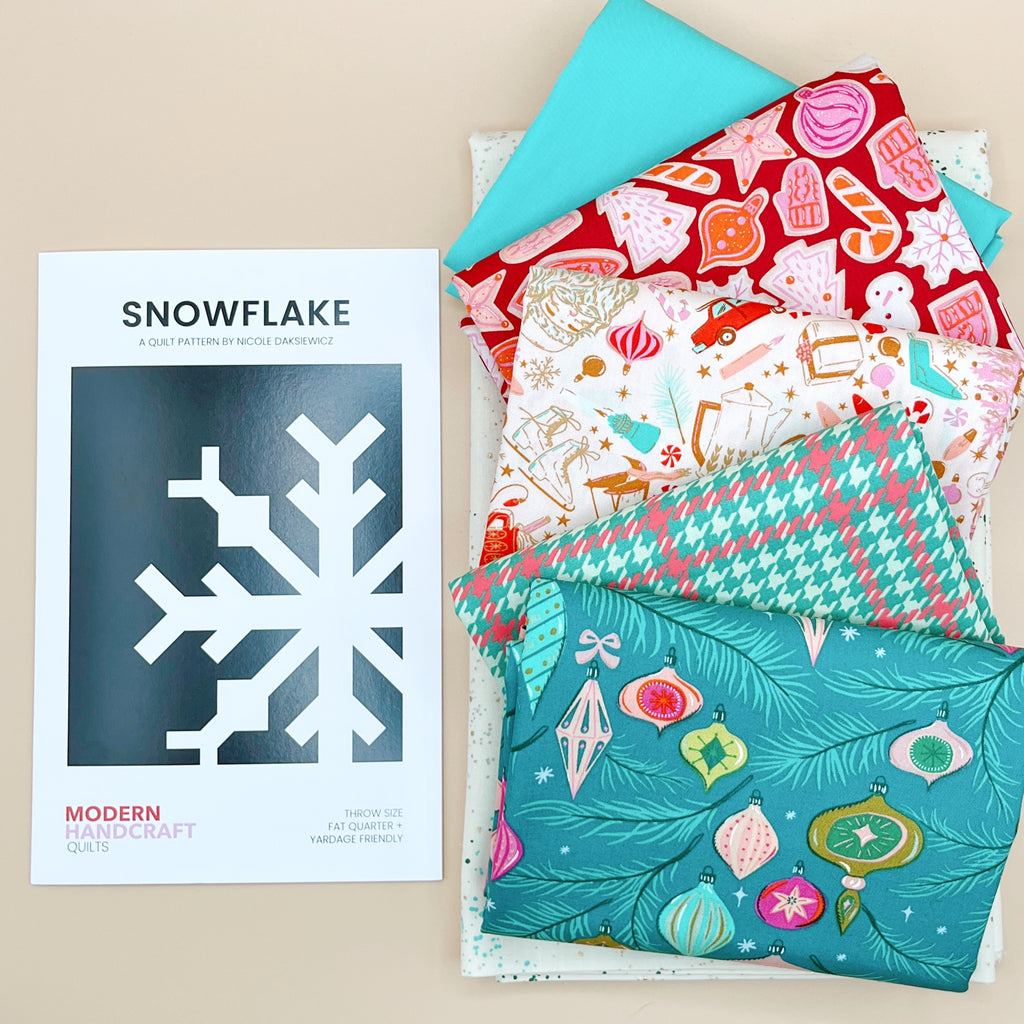 Snowflake Quilt Kit  pattern Modern Handcraft featuring Christmas in Color by Art Gallery Fabrics