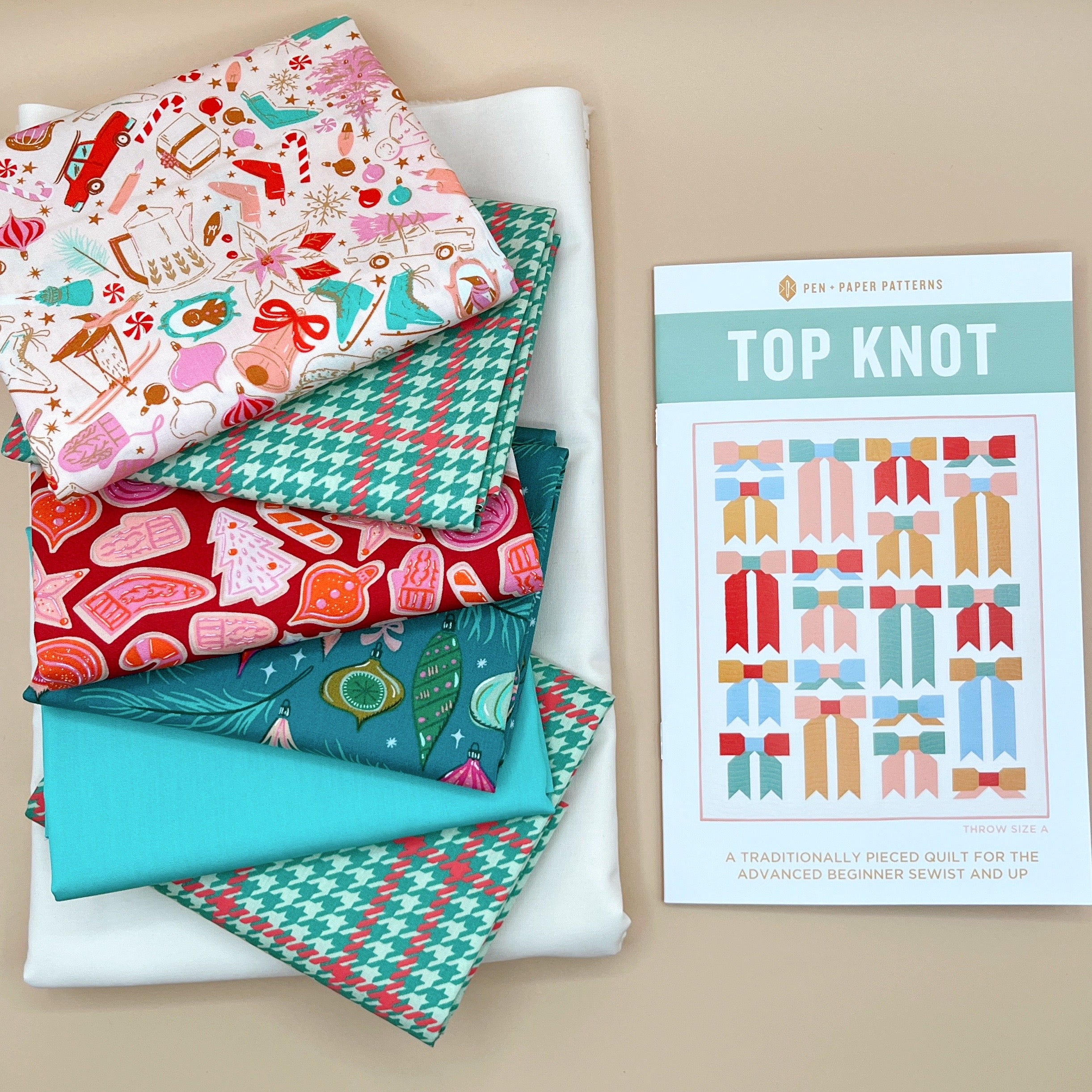 Top Knot Quilt Kit – Christmas in Color by Art Gallery Fabrics (Throw A)
