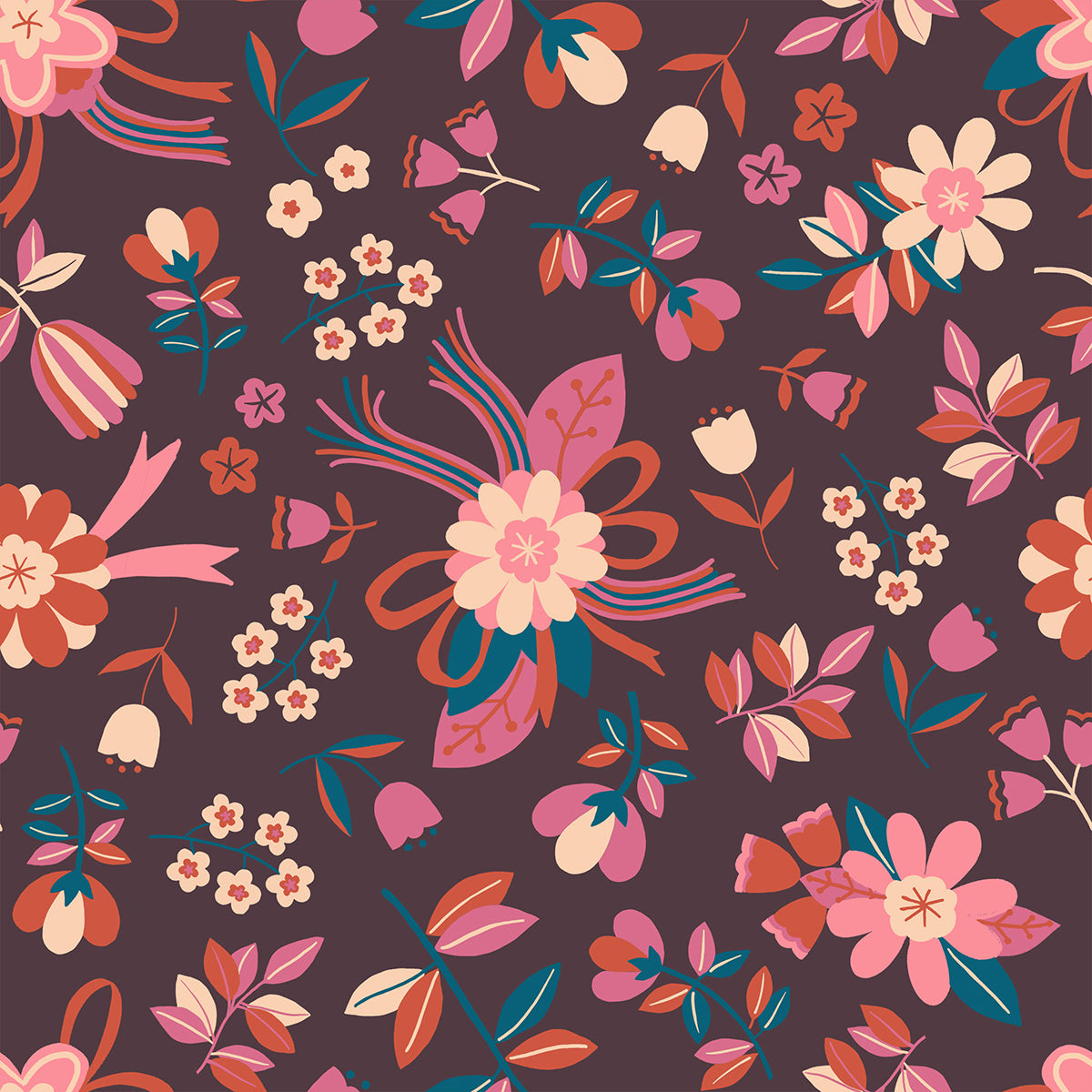 Corsage Nosegay Eggplant Yardage | Ruby Star Society