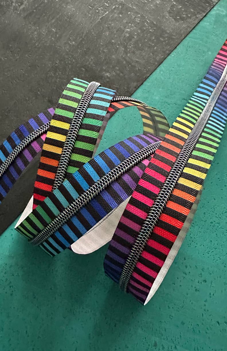 Rainbow striped zipper from Sassafras lane design