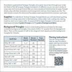Instructions for making foundation paper-pieced Scappy Triangles with fabric requirements and piecing instructions.