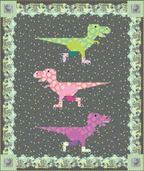 Dinorama - T-rex on Roller Skates Quilt Pattern by Art East Quilting Co