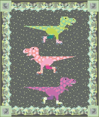 Dinorama - T-rex on Roller Skates Quilt Pattern by Art East Quilting Co