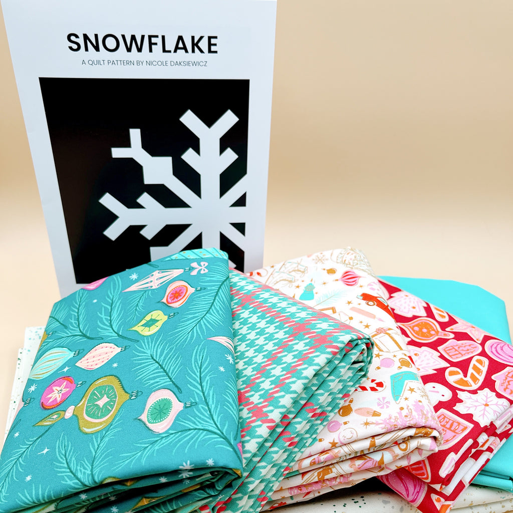 Snowflake Quilt Kit  pattern Modern Handcraft featuring Christmas in Color by Art Gallery Fabrics