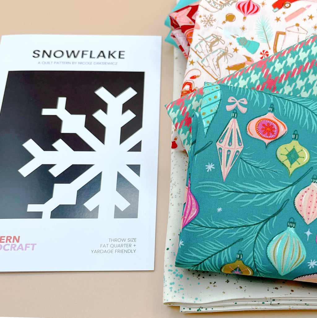 Snowflake Quilt Kit  pattern Modern Handcraft featuring Christmas in Color by Art Gallery Fabrics