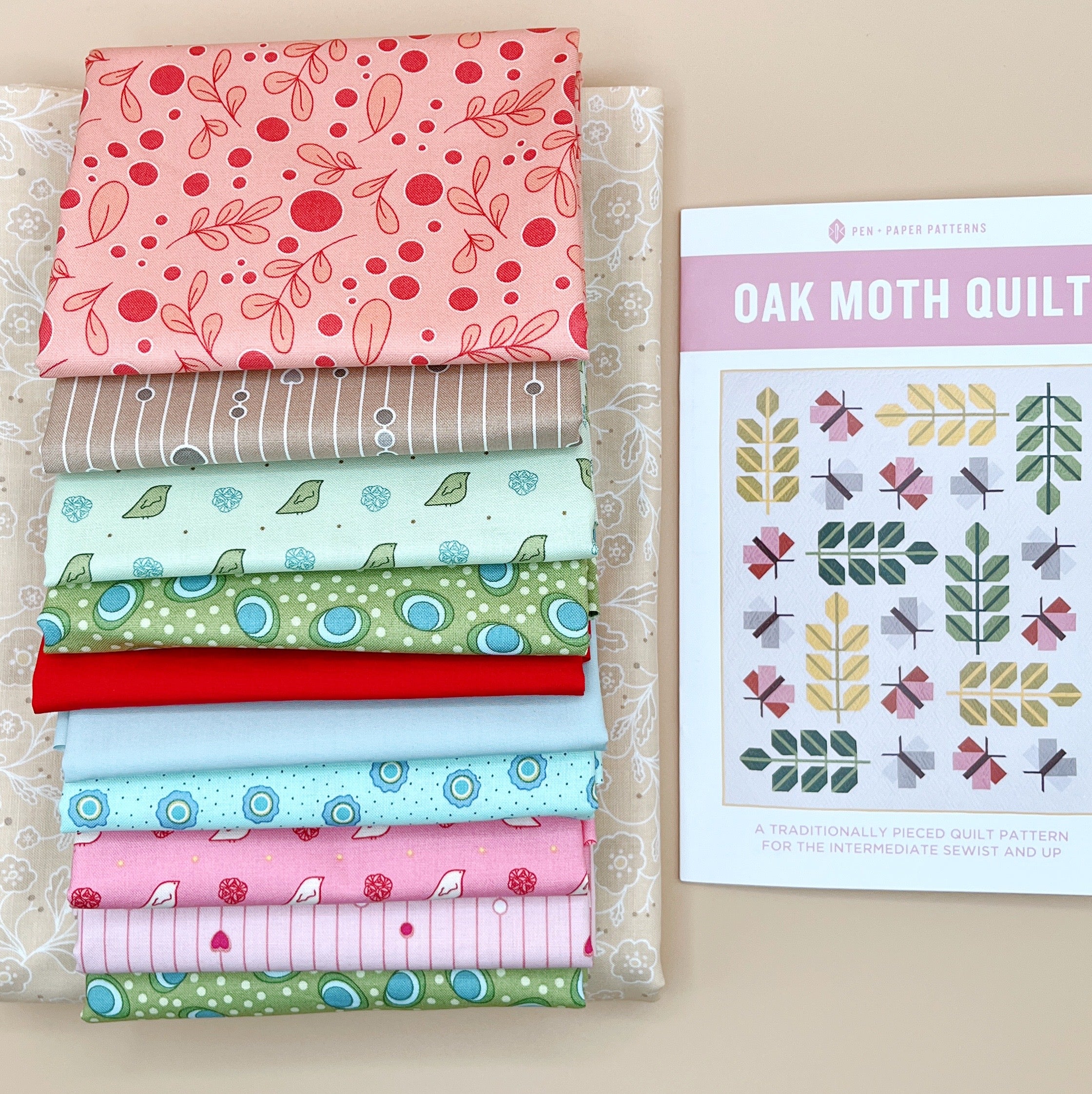 Custom Curated Quilt Kit A Song to Sing Collection with Oak Moth Quilt Pen + Paper Patterns