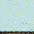 Fabric swatch with a light blue background and small colorful dots, labeled 'Ruby Star Society'.