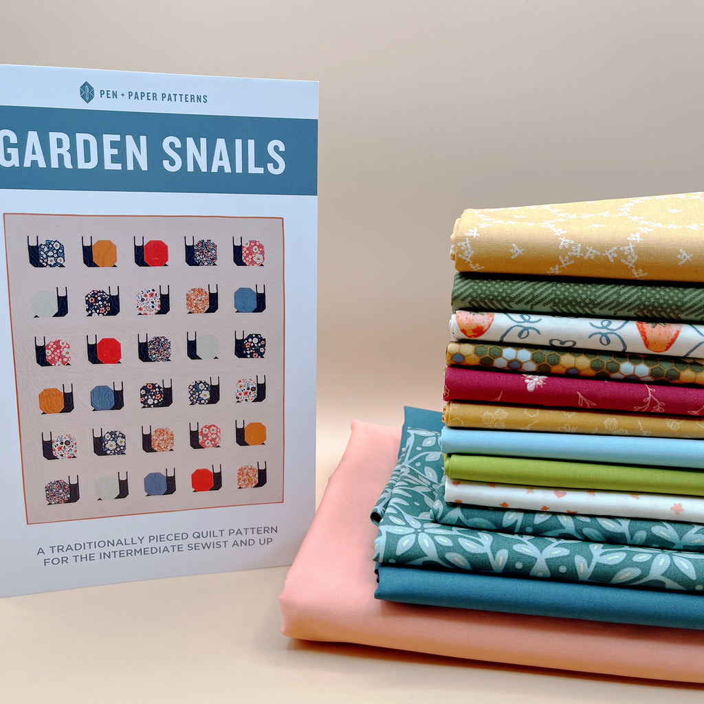 Summer Homestead Fabrics with Garden Snails Quilt Pattern Quilt Kit