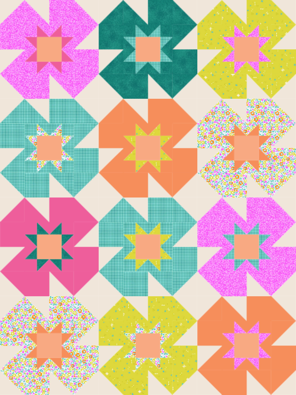 Summer Garden pattern featuring Ghostly Garden quilt