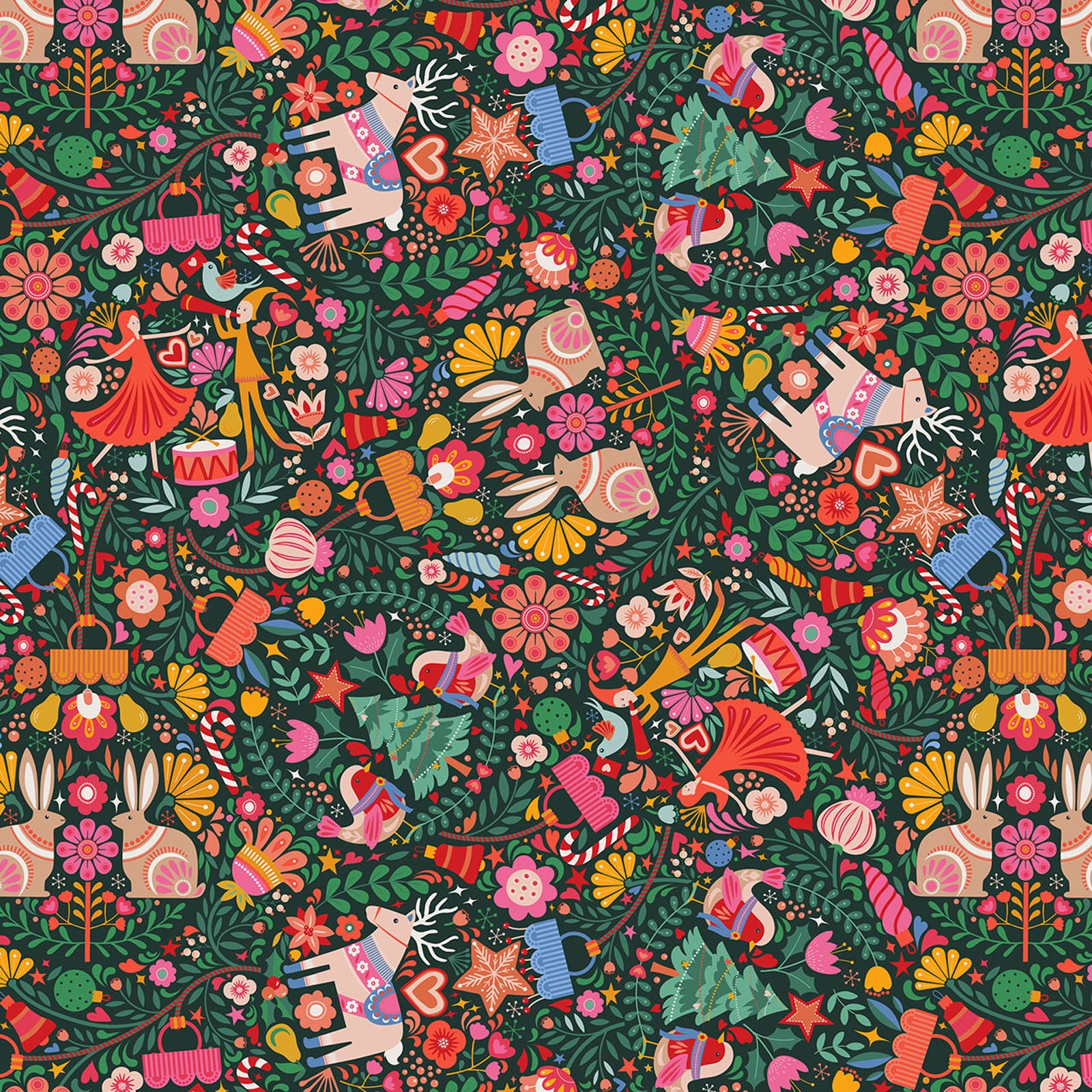 Deck the Halls Fabric from the Deck the Halls Collection by  Geetanjali Behera for Thread & Ink Design