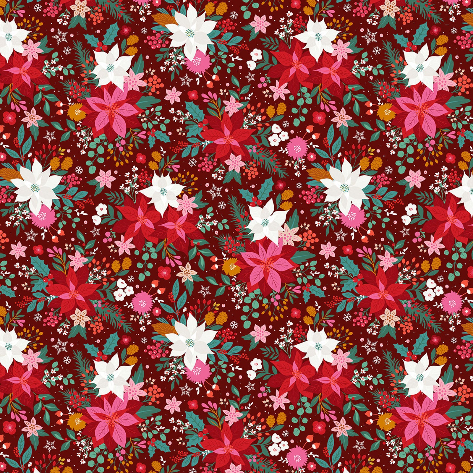 Poinsettia from the Deck the Halls collection by Geetanjali Behera for Thread & Ink Design