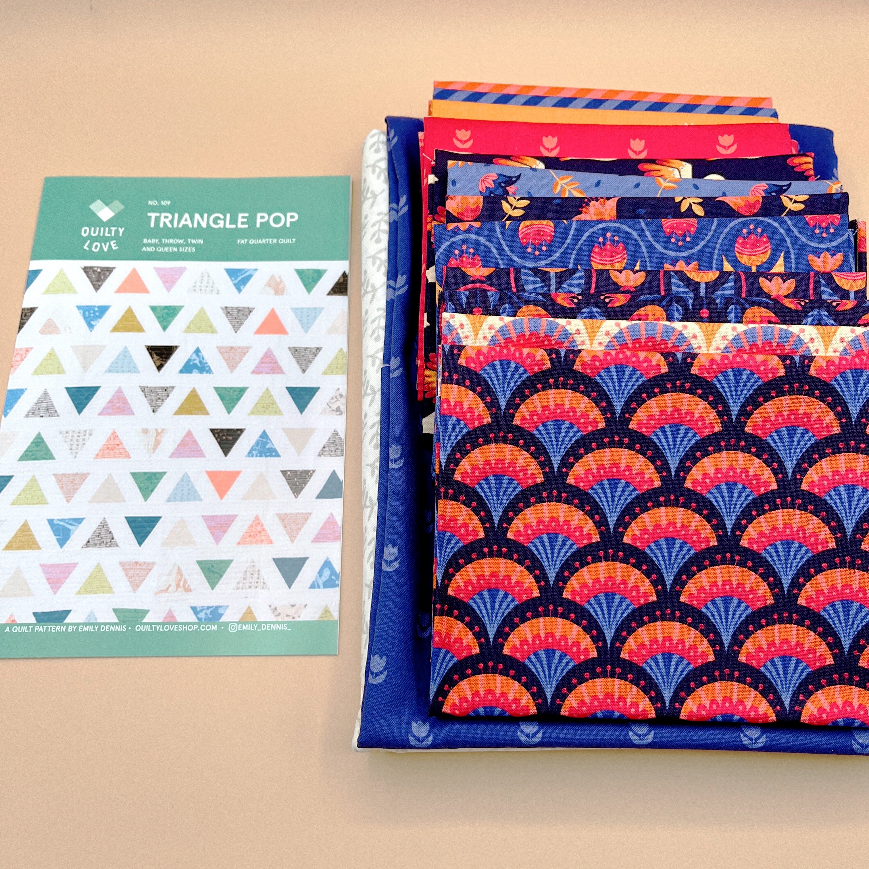 Triangle Pop Quilt Kit featuring Blooming Garden by Cloud9 Fabrics