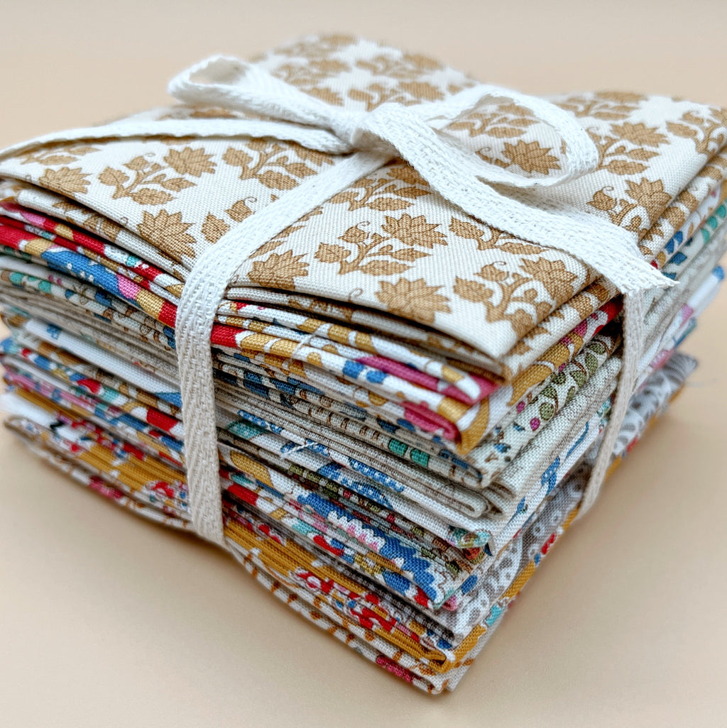 Tilda Fat 8th Bundle 10 pieces vintage prints Cream & Gold