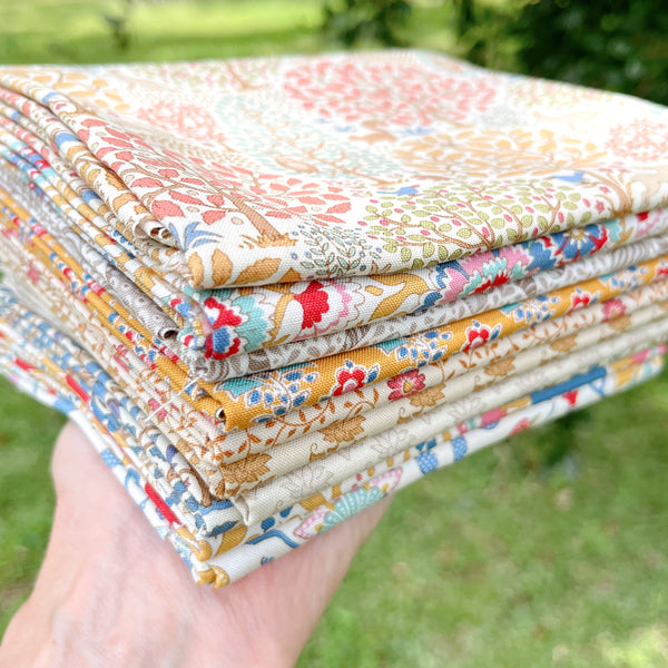 Tilda Cream/Gold Fat Quarter Bundle Vintage Prints 10 piece
